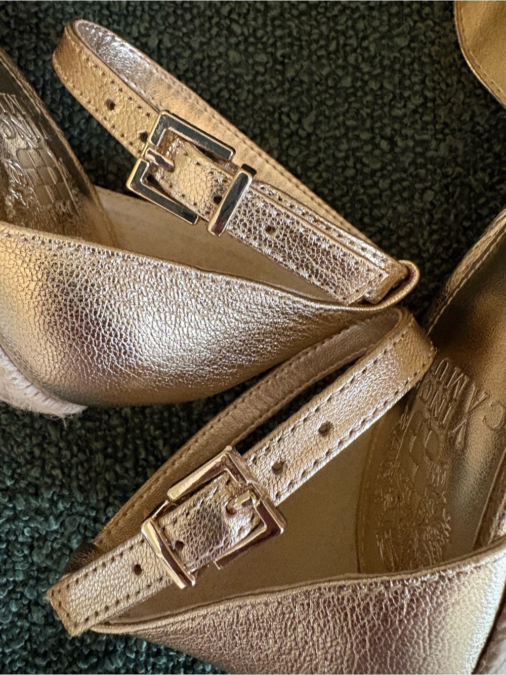 Vince Camuto Gold Ankle-Strap Wedge Sandals - Picture 4 of 4